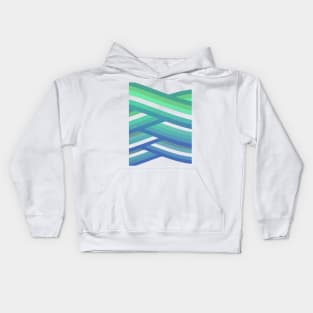 Geometric beach blue waves Kids Hoodie